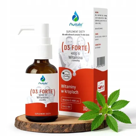 AVITALE Witamina D3 FORTE 4000 30 ml krople Kości Odporność 600 porcji