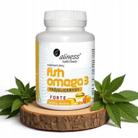 Aliness Fish Omega 3 FORTE Trójglicerydy 500/250mg ODPORNOŚĆ Serce WZROK