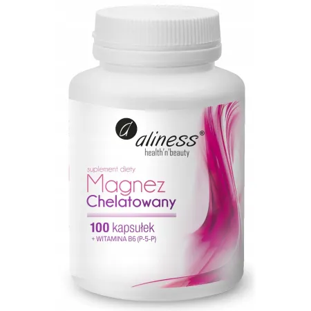 Aliness MAGNEZ CHELATOWANY Dyglicynian + Witamina B6 100kaps SKURCZE serce