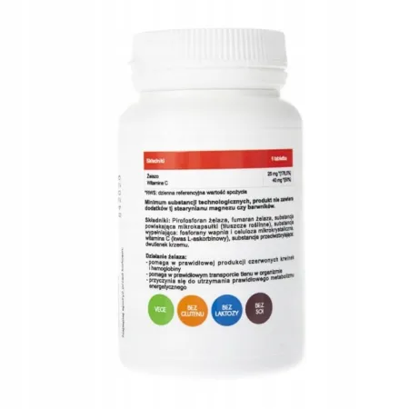 Aliness Żelazo organiczne MicroFerr 25mg Witamina C Anemia Niedokrwistość
