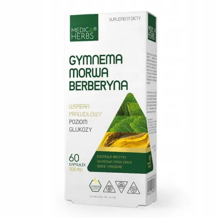 GYMNEMA MORWA BERBERYNA MEDICA HERBS CUKRZYCA 60kaps. Odchudzanie Apetyt