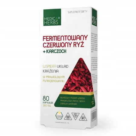 Fermentowany czerwony ryż MEDICA HERBS monakolina KRĄŻENIE Cholesterol 80k