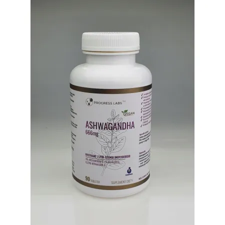 2 x Progress Labs ASHWAGANDHA 666mg STRES zmęczenie pamięć KONCENTRACJA 90kaps