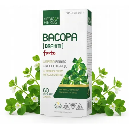 Bacopa Brahmi Forte MEDICA HERBS WSPOMAGA KRĄŻENIE PAMIĘĆ SEN 60 kapsułek