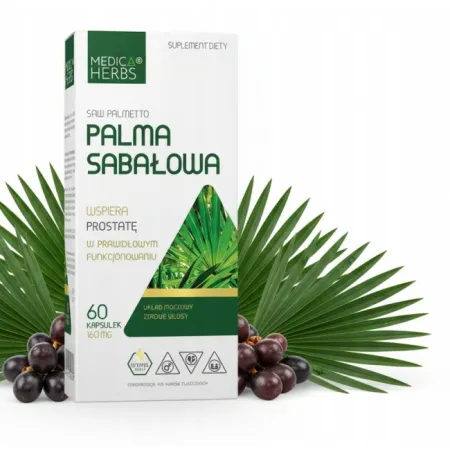 Palma Sabałowa SAW PALMETTO MEDICA HERBS 160mg PROSTATA Łysienie 60 kaps