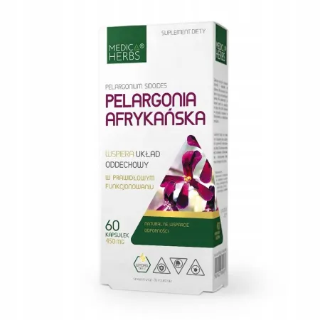 Pelargonia afrykańska MEDICA HERBS | Relaks | Spokój | Wsparcie Snu 60 kaps