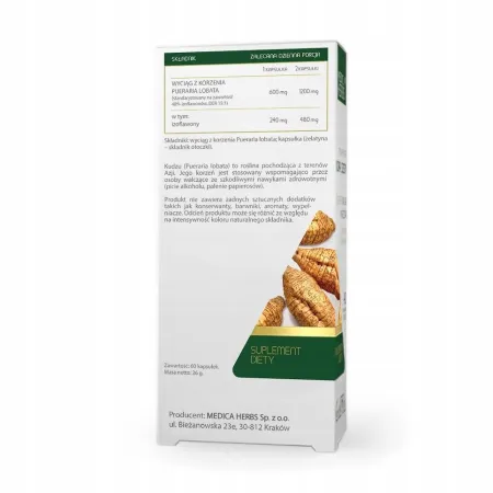 Medica Herbs KUDZU ekstrakt 600mg NAŁOGI Detoks Uzależnienie 60 kapsułek