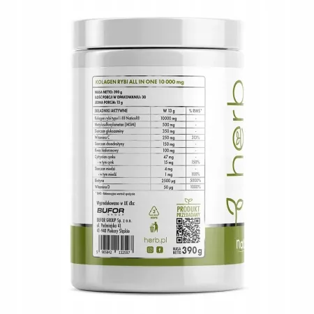 HERB KOLAGEN RYBI I i III 10000 mg WŁOSY SKÓRA PAZNOKCIE STAWY HIALURON MSM