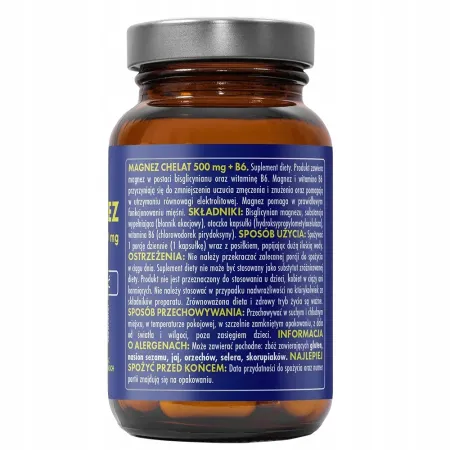 MAGNEZ CHELAT HERB 500mg GLICYNIAN + B6 100 vcaps SKURCZE MIĘŚNIE