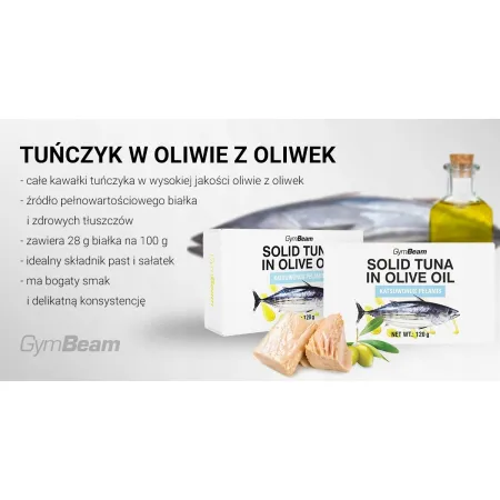 Tuńczyk w oliwie z oliwek źródło BIAŁKA i zdrowych tłuszczów GYMBEAM 120g