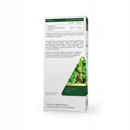 MEDICA HERBS Bromelaina TRAWIENIE wsparcie układu pokarmowego enzymy 60kap.