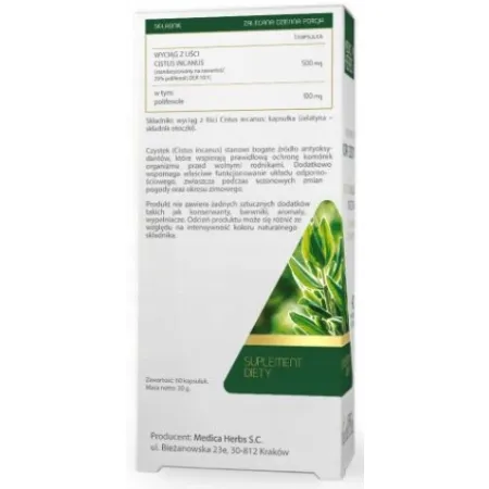 MEDICA HERBS Czystek KRETEŃSKI antyoksydant ODPORNOŚĆ polifenole 60kaps.