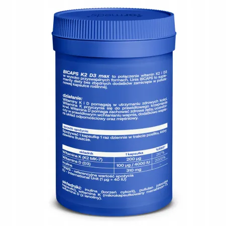 Witamina K2 D3 MAX 4000 IU Witaminy Formeds BICAPS MK-7 MK7 60 kapsułek