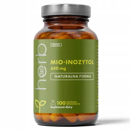 HERB MIO-INOZYTOL 650mg B8 PŁODNOŚĆ SAMOPOCZUCIE STRES PCOS 100vcaps