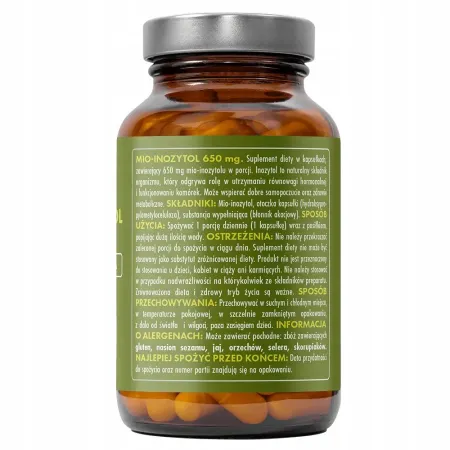 HERB MIO-INOZYTOL 650mg B8 PŁODNOŚĆ SAMOPOCZUCIE STRES PCOS 100vcaps