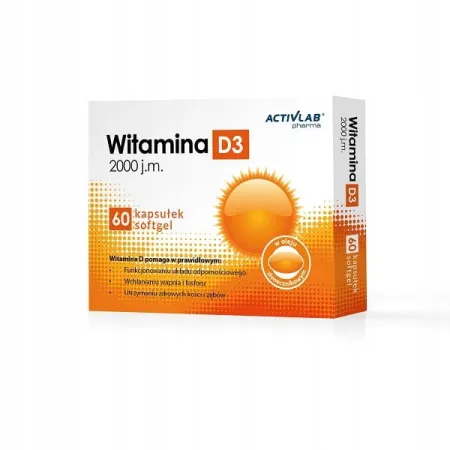 Activlab Witamina D3 2000IU w oleju wzmacnia odporność KOŚCI zęby 60k