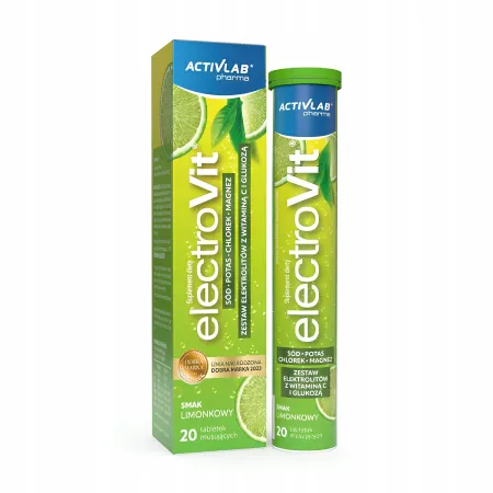 ELEKTROLITY ACTIVLAB Electrovit musujące NAWODNIENIE MAGNEZ limonka 20 tab