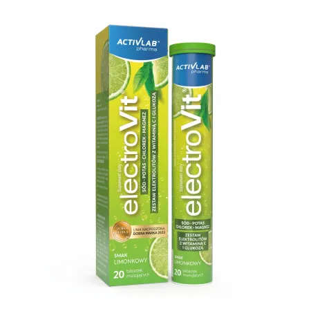 ELEKTROLITY ACTIVLAB Electrovit musujące NAWODNIENIE MAGNEZ limonka 20 tab