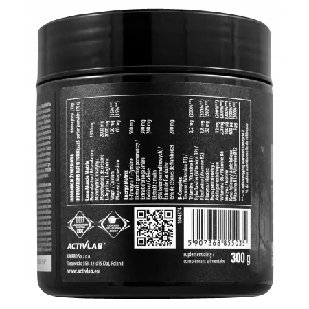Przedtreningówka Black Wolf ACTIVLAB dika kreatyna POMPA beta alanina 300g