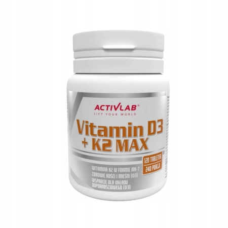 Activlab Vitamin Witamina D3+K2 MAX Kości Mięśnie Odporność 120 Tabletek