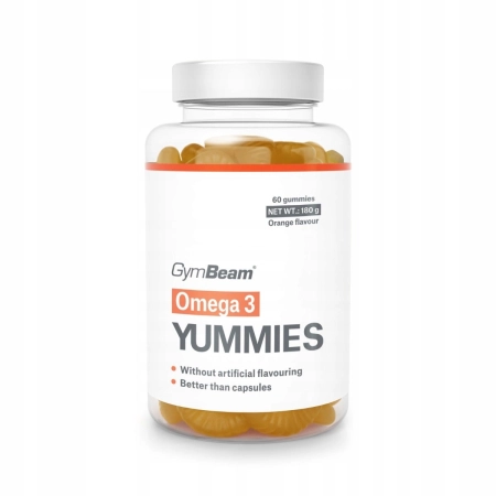 OMEGA 3 YUMMIES ŻELKI EPA DHA GymBeam Bez Posmaku Ryby POMARAŃCZA 60 kaps