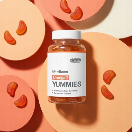 OMEGA 3 YUMMIES ŻELKI EPA DHA GymBeam Bez Posmaku Ryby POMARAŃCZA 60 kaps