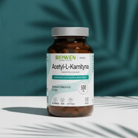 Biowen Acetyl L-Karnityna ALCAR Mózg Energia Wegańska 100 Kapsułek