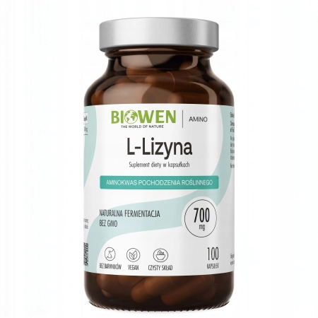 Biowen L-LIZYNA 700 mg ODPORNOŚĆ INFEKCJE Opryszczka AMINOKWAS 100 kapsułek