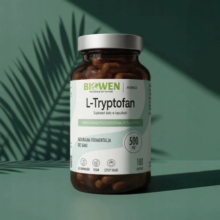 Biowen L-Tryptofan 500mg x 100 kaps. SEN SAMOPOCZUCIE UKŁAD NERWOWY