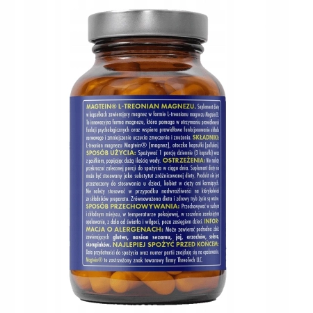 HERB L-treonian magnezu MAGTEIN koncentracja UMYSŁ stres nastrój 90kaps