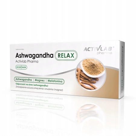 ACTIVLAB ASHWAGANDHA RELAX MELATONINA MAGNEZ NA STRES SEN ZASYPIANIE 60kaps